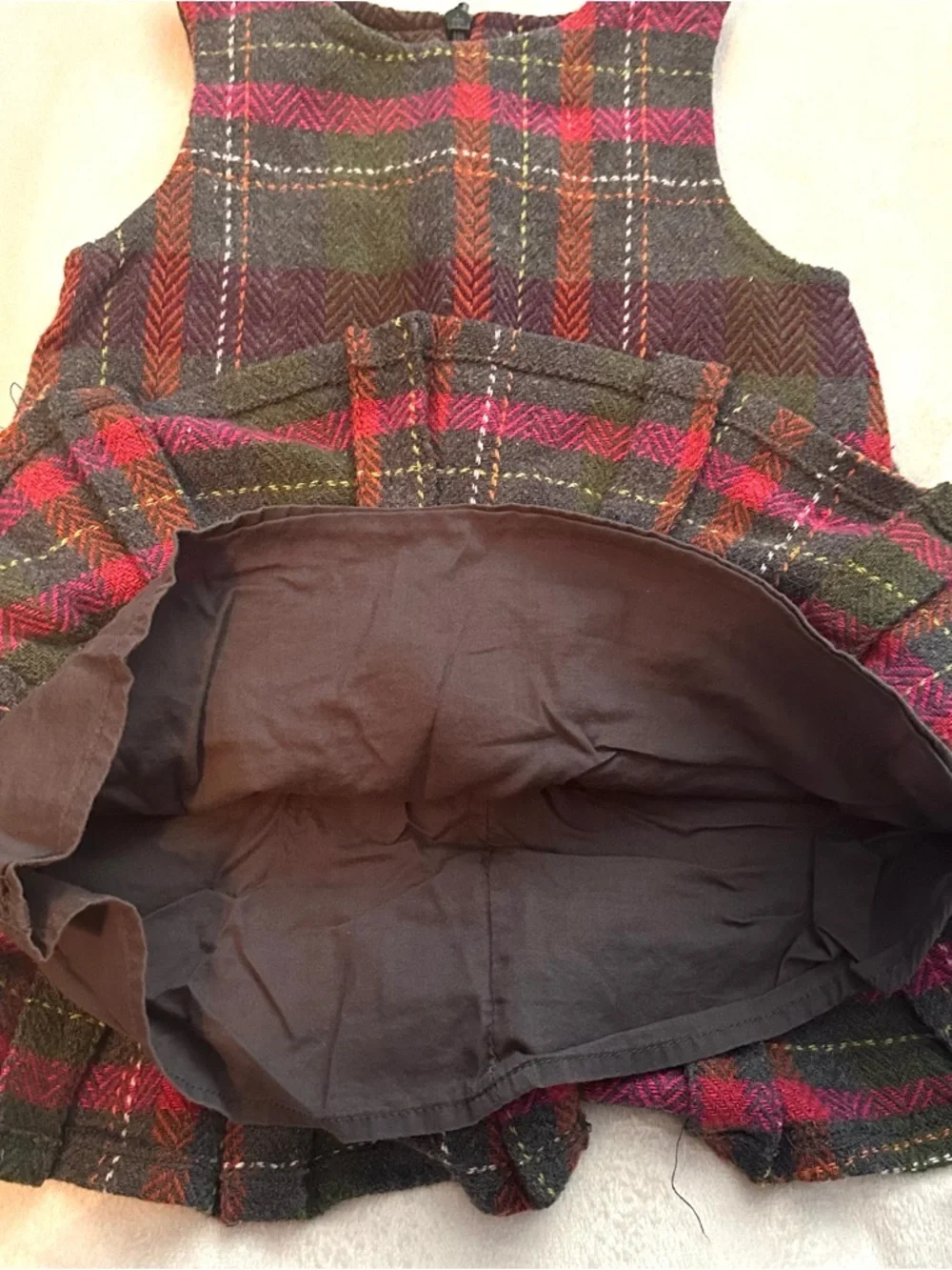 Vintage 2007 Gymboree Fall Forest Herringbone Plaid Jumper Dress 12-18M baby